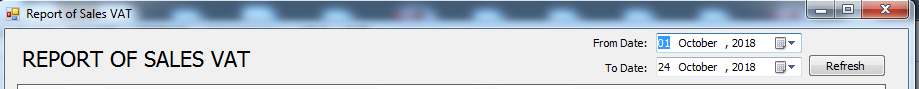VAT report of selected ranges of date