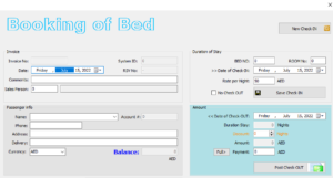 Booking bed form in iGreen software